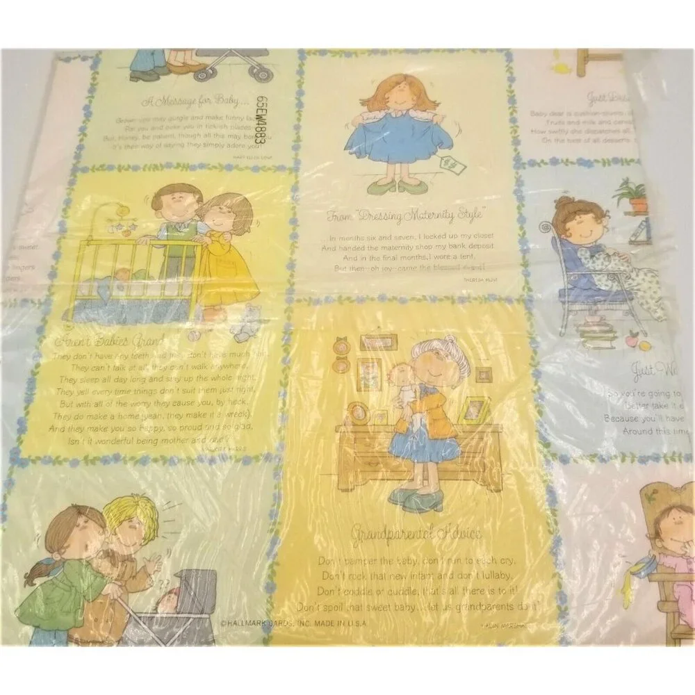 Vintage Gift Wrap Hallmark American Greetings Baby Shower NIP Lot of 3